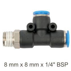 Pu Hose Fitting Tee 8mm X 8mm X 1/4'm